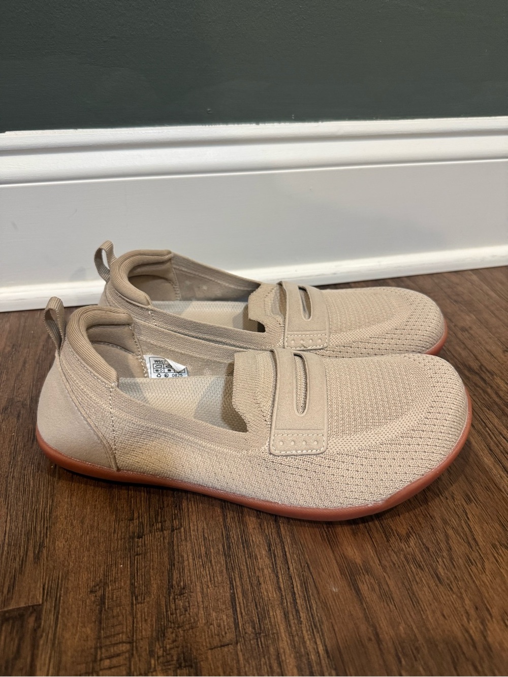 WHITIN Neutral Knit Slip-On Loafers in Beige with Tan Sole